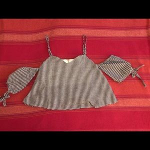 Hyfve Gingham Cold Shoulder Crop Top